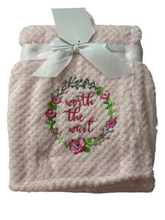 Load image into Gallery viewer, Heavenly Sent Applique Baby Blanket Large (30x40 inches) | BTGT33XA
