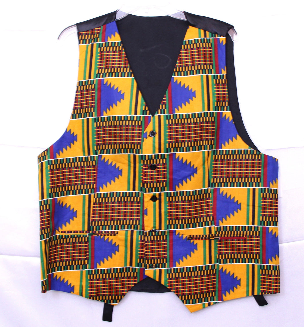 African Clothes, Kente Vest for Men, CTHM8018