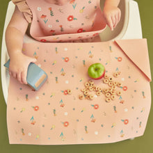 Load image into Gallery viewer, Austin Baby Co Silicone Placemat for Toddler and Kids – Stain Resistant, Portable, Food Grade Silicone, Dishwasher Safe and Folds into Pocket for Easy Storage and Travel (Wildflower Ripe Peach)  |  WTWL755XA
