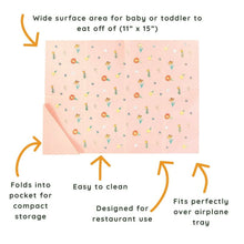 Load image into Gallery viewer, Austin Baby Co Silicone Placemat for Toddler and Kids – Stain Resistant, Portable, Food Grade Silicone, Dishwasher Safe and Folds into Pocket for Easy Storage and Travel (Wildflower Ripe Peach)  |  WTWL755XA
