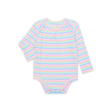 Load image into Gallery viewer, Garanimals Baby Girl Long Sleeve Striped Hacci Rib Bodysuit, Sizes 0-24 Months |  WTWL816XA

