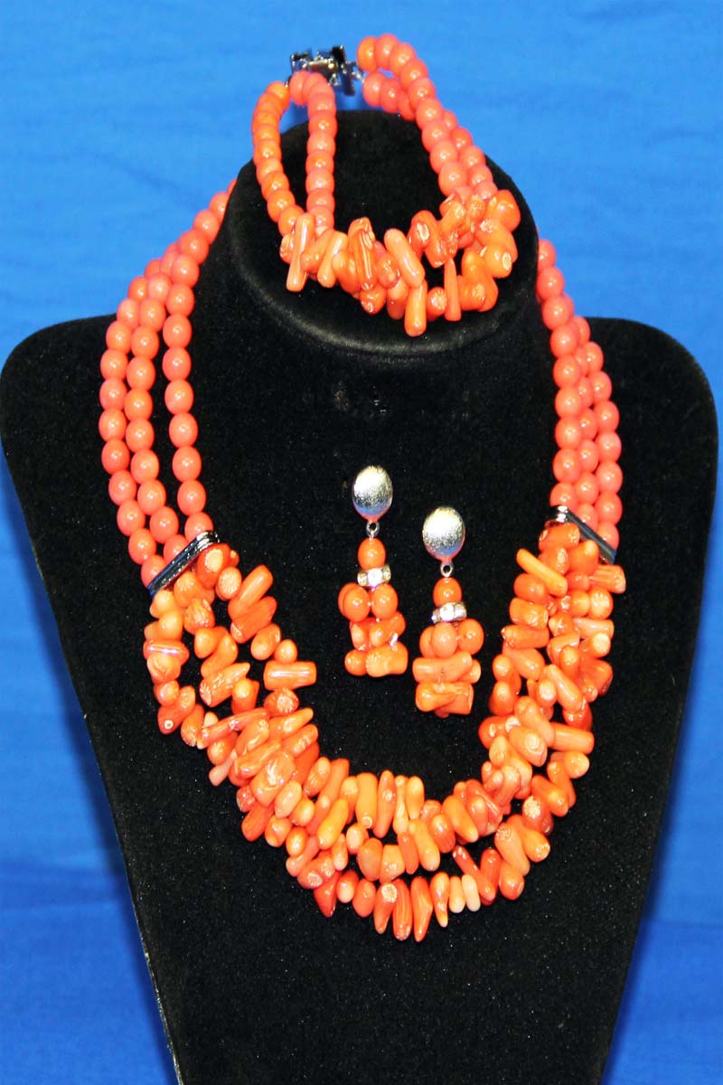 3 Piece Coral Bead Set - JBC1012-1050
