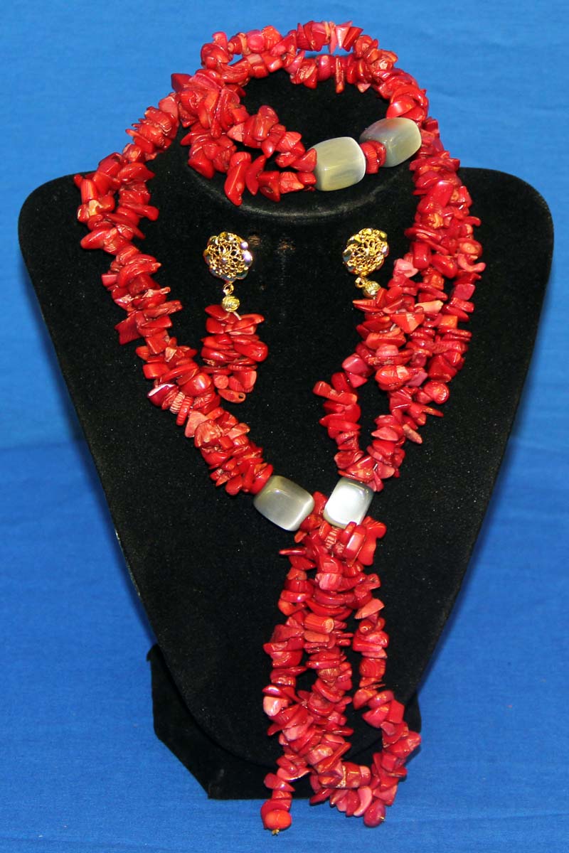 3 Piece Coral Bead Set - JBCI1044-I1017