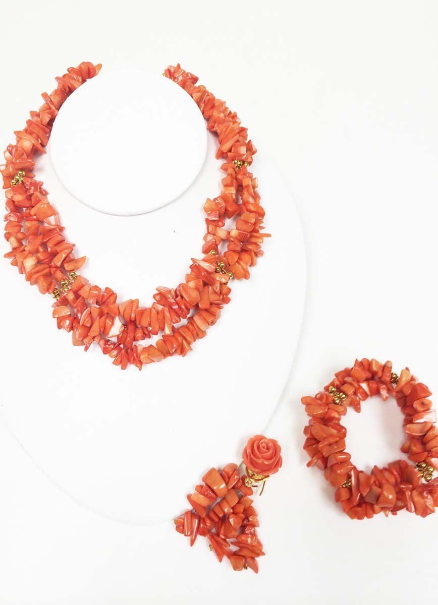 3 Piece Coral Bead Set - JBCI1045-I1018