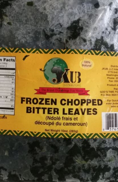 JKUB Frozen Ndole (Chopped Bitter Leaves), 10oz