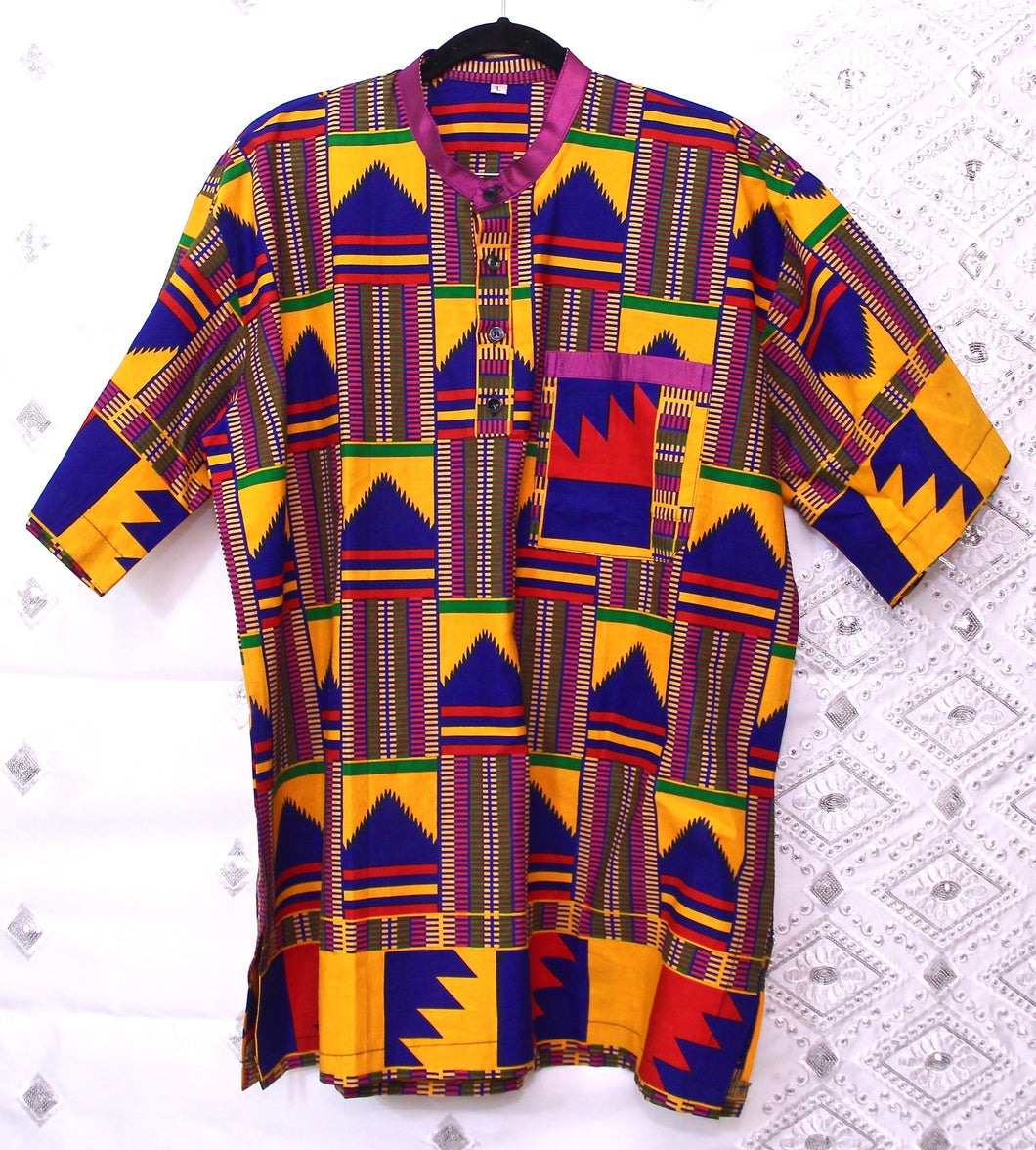 African Clothes, Kente Shirt for Men, CTHM8012