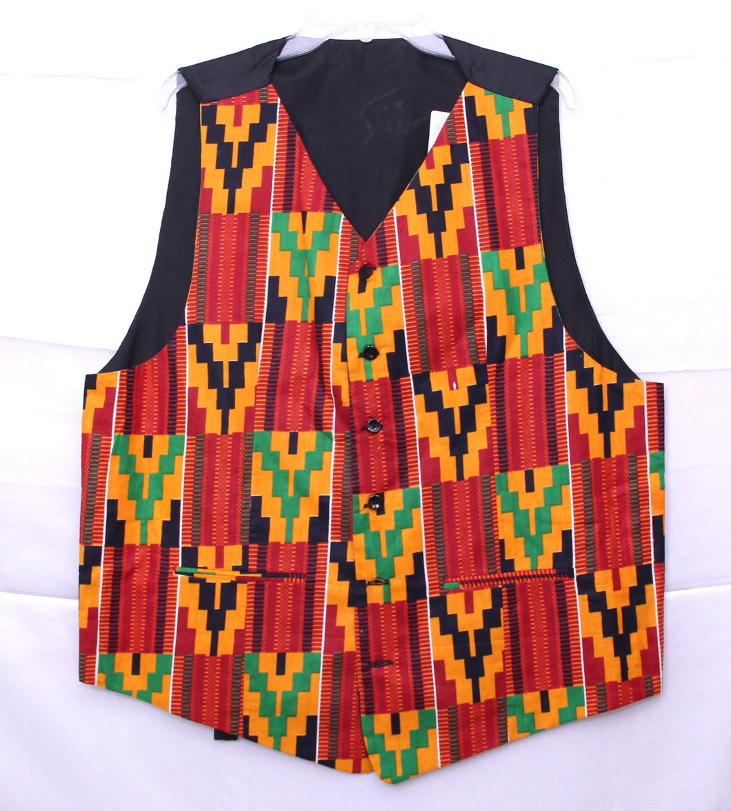African Clothes, Kente Vest for Men, CTHM8015