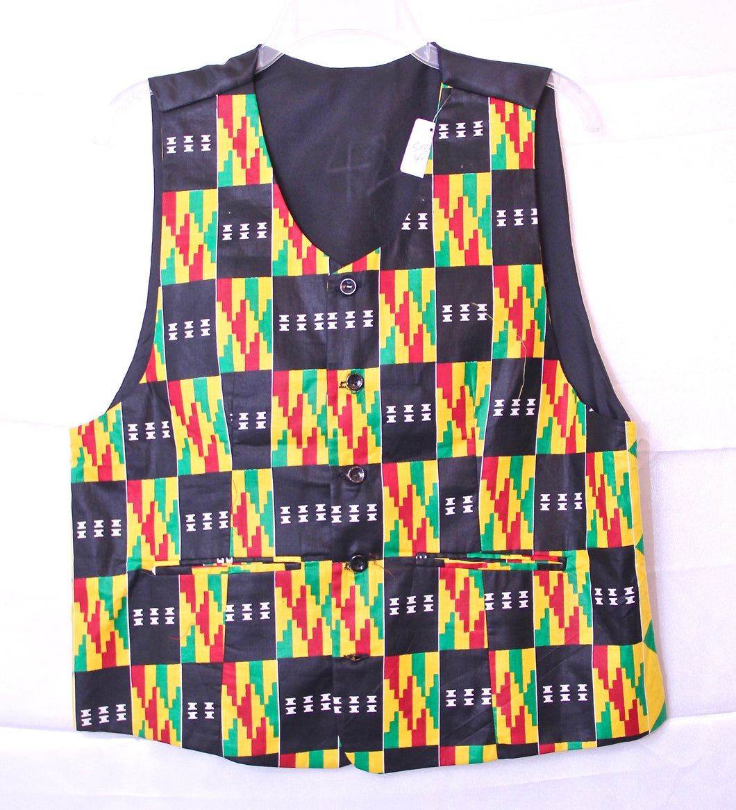 African Clothes, Kente Vest for Men, CTHM8016