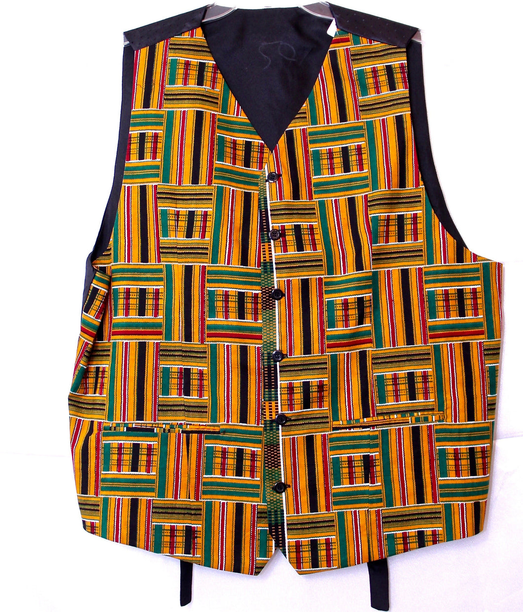 African Clothes, Kente Vest for Men, CTHM8017