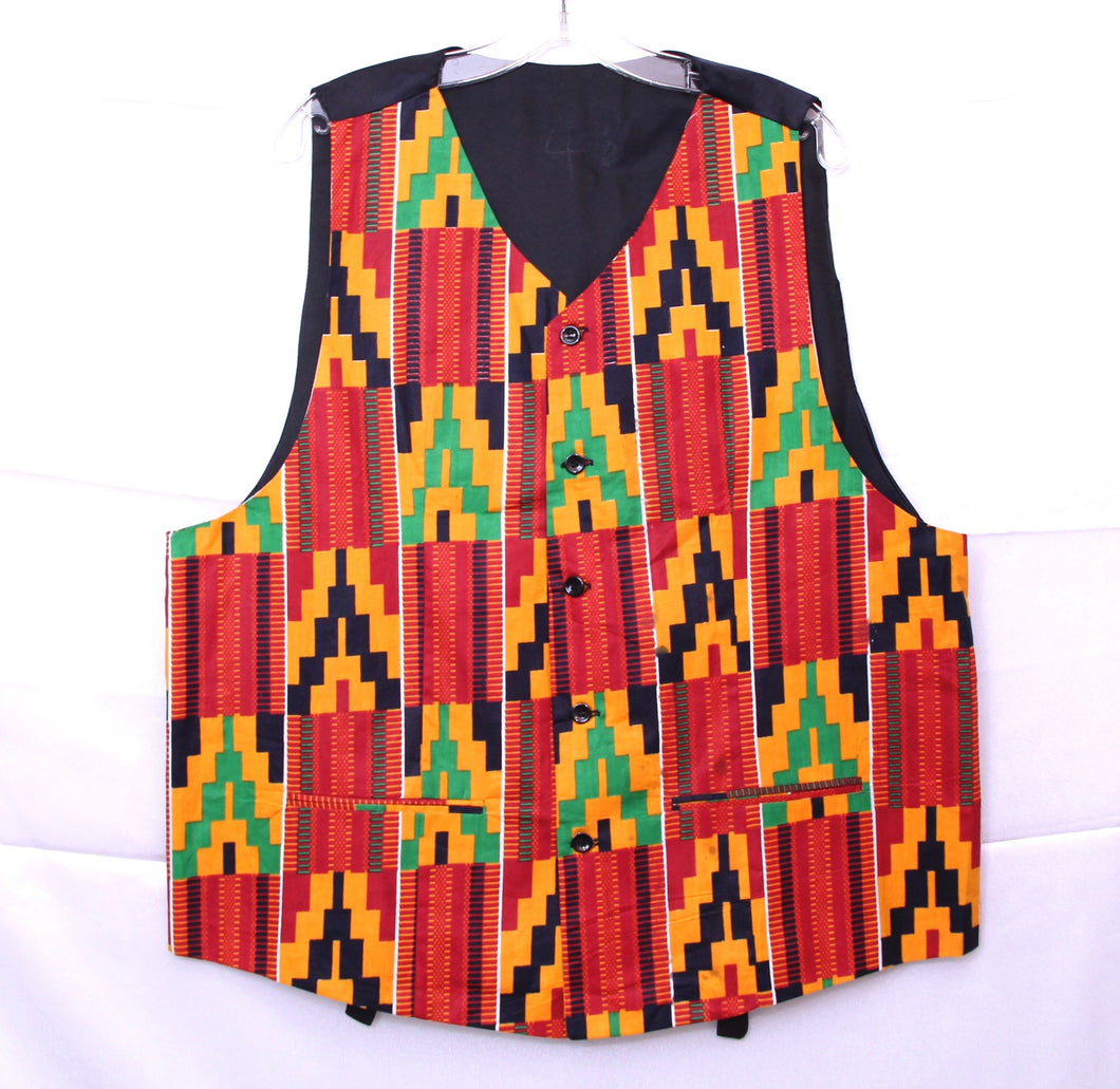 African Clothes, Kente Vest for Men, CTHM8019