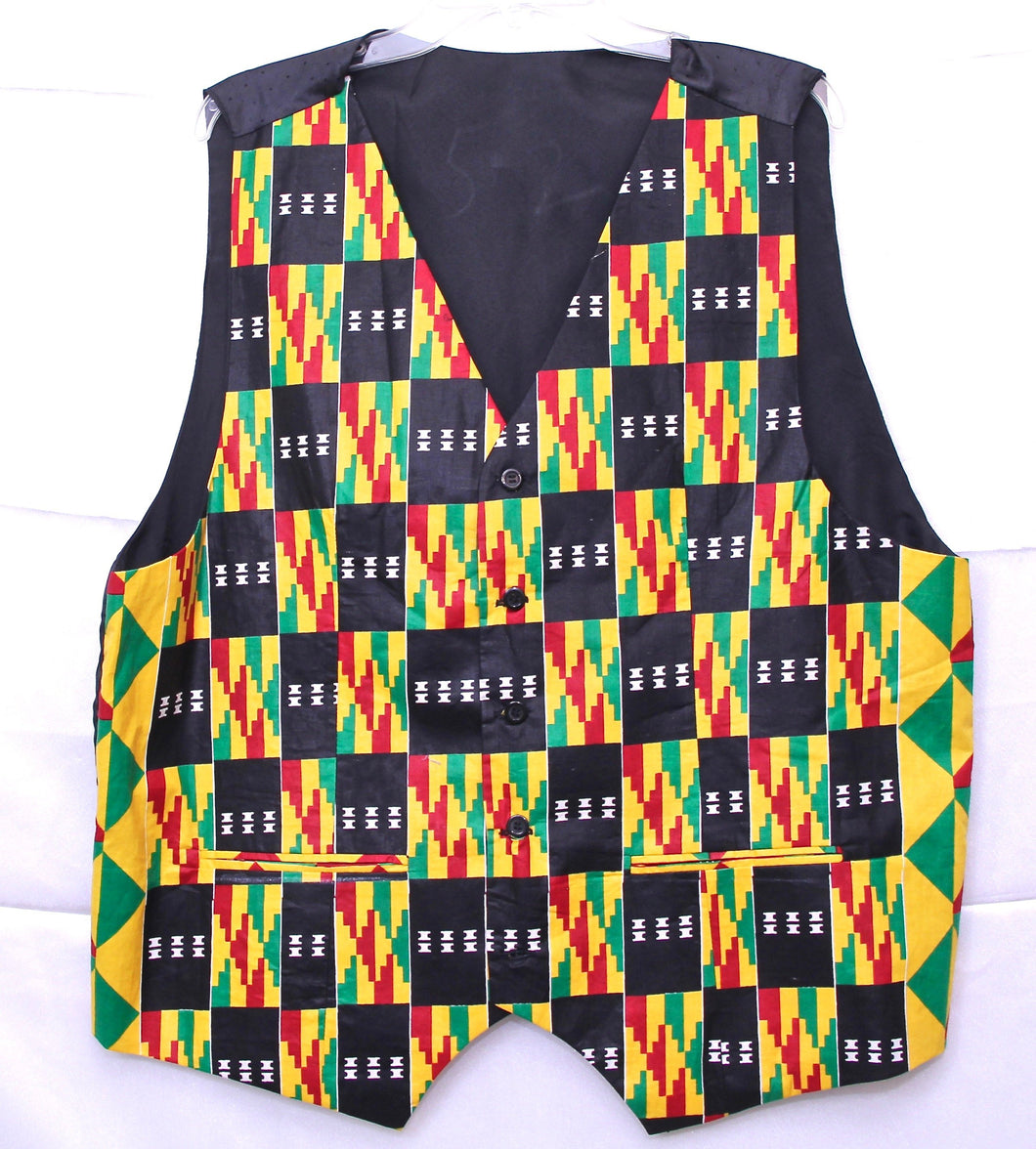 African Clothes, Kente Vest for Men, CTHM8020