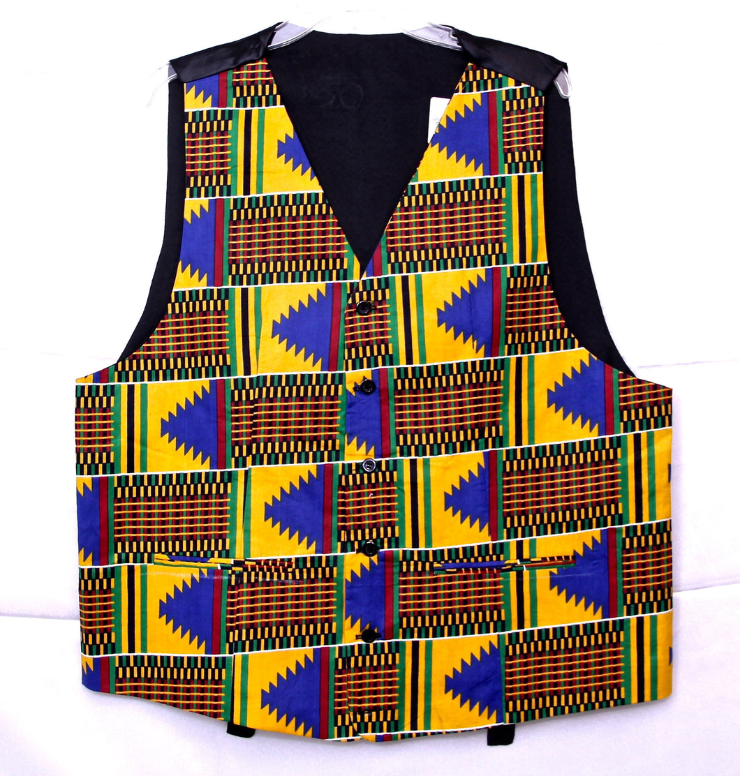 African Clothes, Kente Vest for Men, CTHM8021