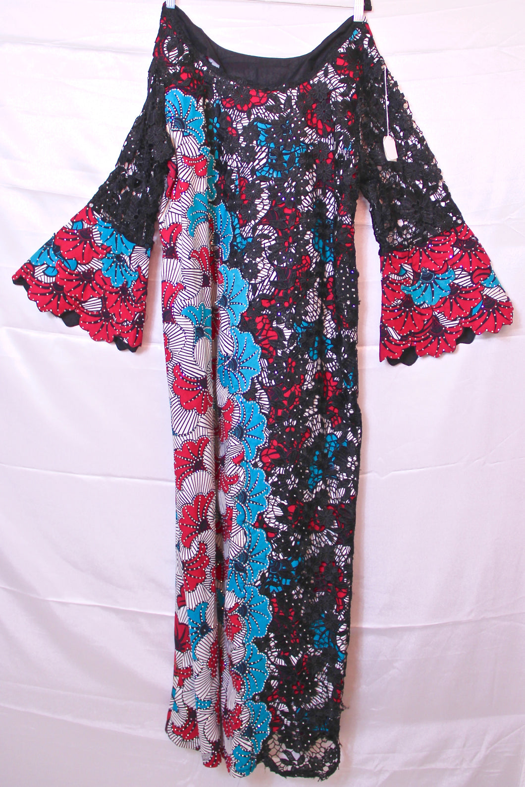 African Dress, Ankara Lace Kaftan - CTWDF8024