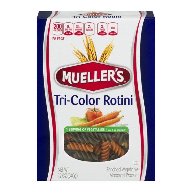 Mueller's Tri-Color Rotini 12oz (Pack of 3)