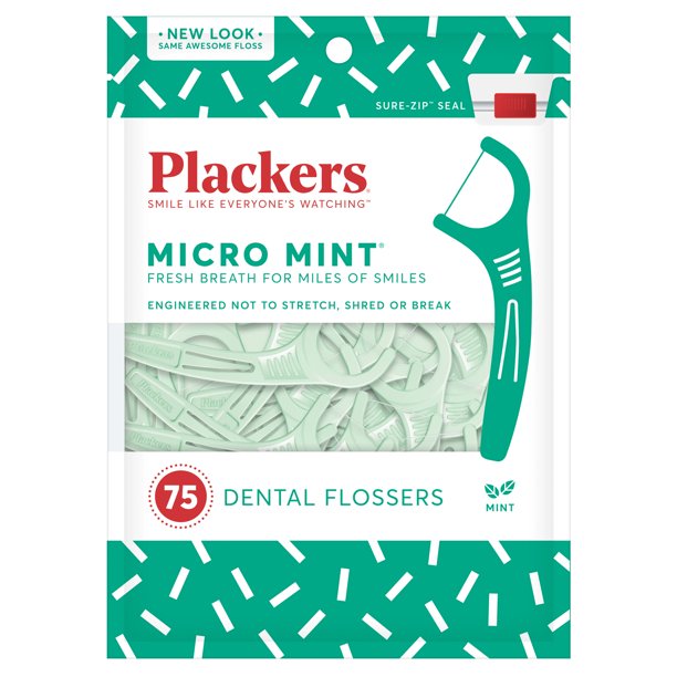Plackers Micro Mint Dental Flossers, 75 count (pack of 3)