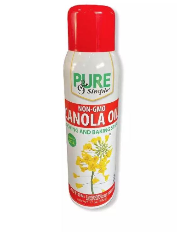 Pure & Simple Canola Oil Cooking and Baking Spray, 17 oz, 2 ct