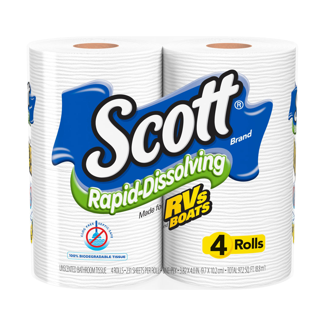 Scott Rapid-Dissolving Toilet Paper, 4 Toilet Rolls (Pack of 2)