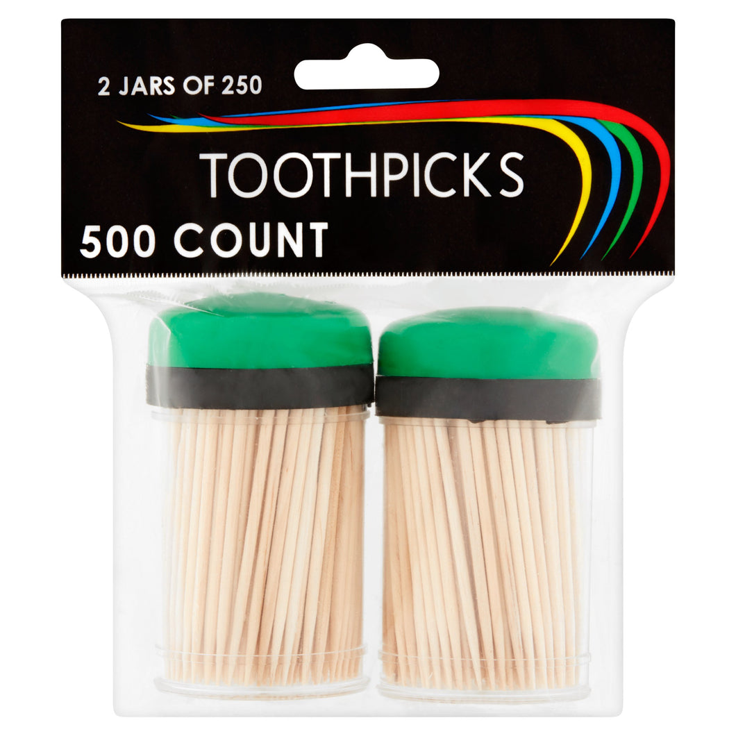 Two Jars of 250 Toothpicks for Total of 500 Toothpicks (Pack of 2)