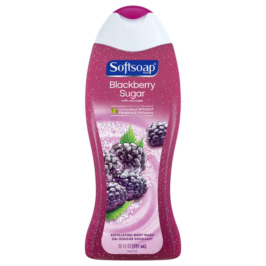 Softsoap Exfoliating Body Wash Blackberry Sugar Scrub 20oz